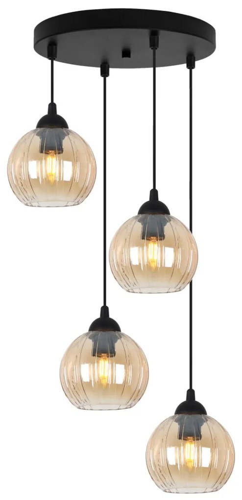 Závesné svietidlo Costa, 4x medové sklenené tienidlo, b, o