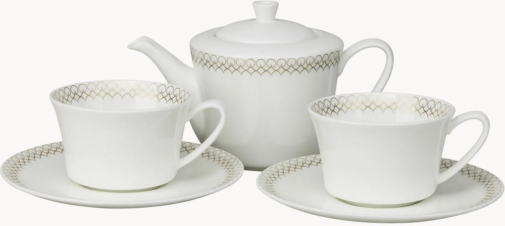 Čajová súprava z kostného porcelánu Jade, 5 ks