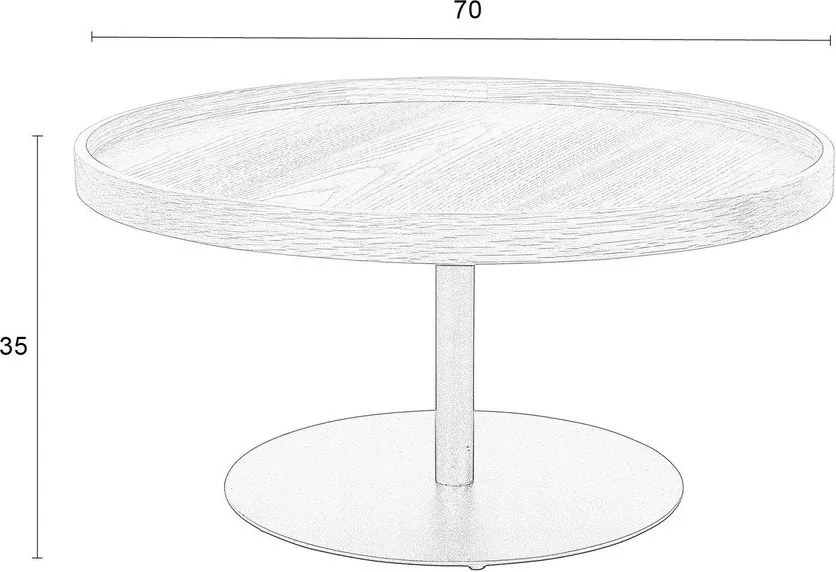 Okrúhly konferenčný stolík s doskou v dubovom dekore v prírodnej farbe ø 70 cm Yuri L – White Label