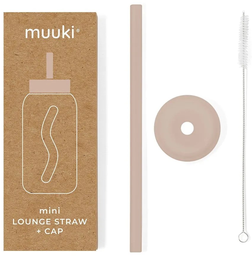 Silikónová slamka s čistiacou kefkou/s viečkom Desert Rose – Muuki