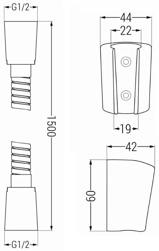 Mexen príslušenstvo - 1-bodový ručný sprchový set R-72, čierna, 785726052-70