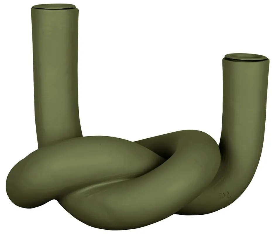 Zelený keramický svietnik na dve sviečky PT LIVING Knot