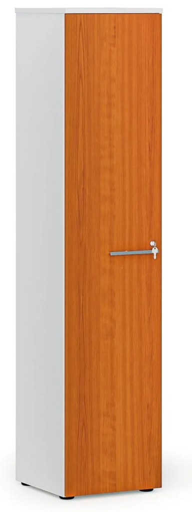Úzka kancelárska skriňa PRIMO WHITE, 1781 x 400 x 420 mm, biela/čerešňa