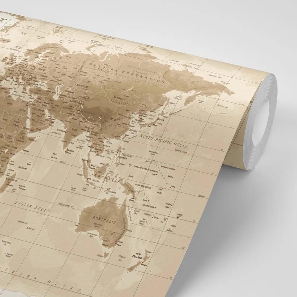 Samolepiaca tapeta nádherná vintage mapa sveta - 450x300