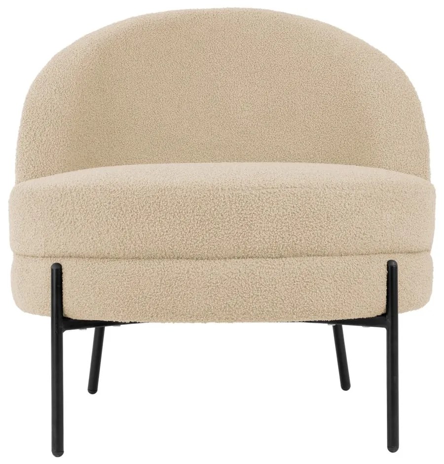 Béžové kreslo z textílie buklé Noble - Leitmotiv