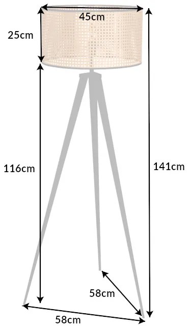 Stojacia lampa viedenský výplet 140cm čierna