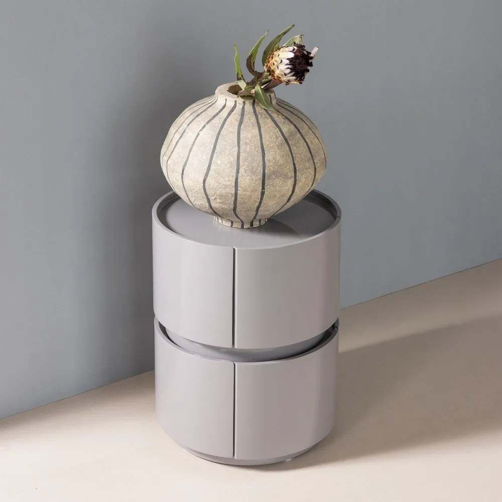 Svetlosivý lesklý nočný stolík Lunex – WOOOD