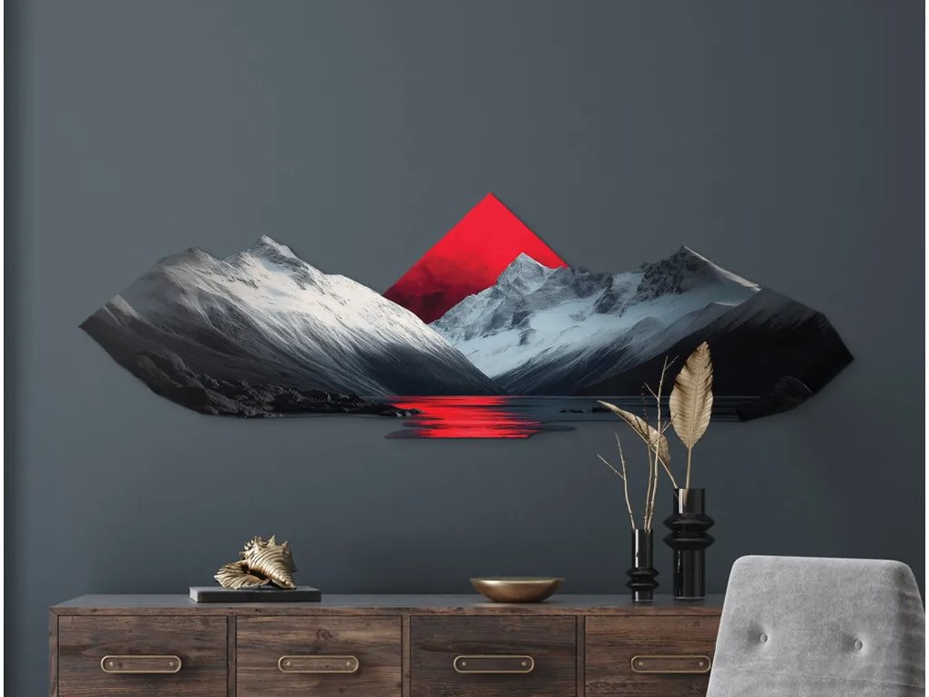 drevko | Minimalistický obraz Červený horizont 235 x 75 cm