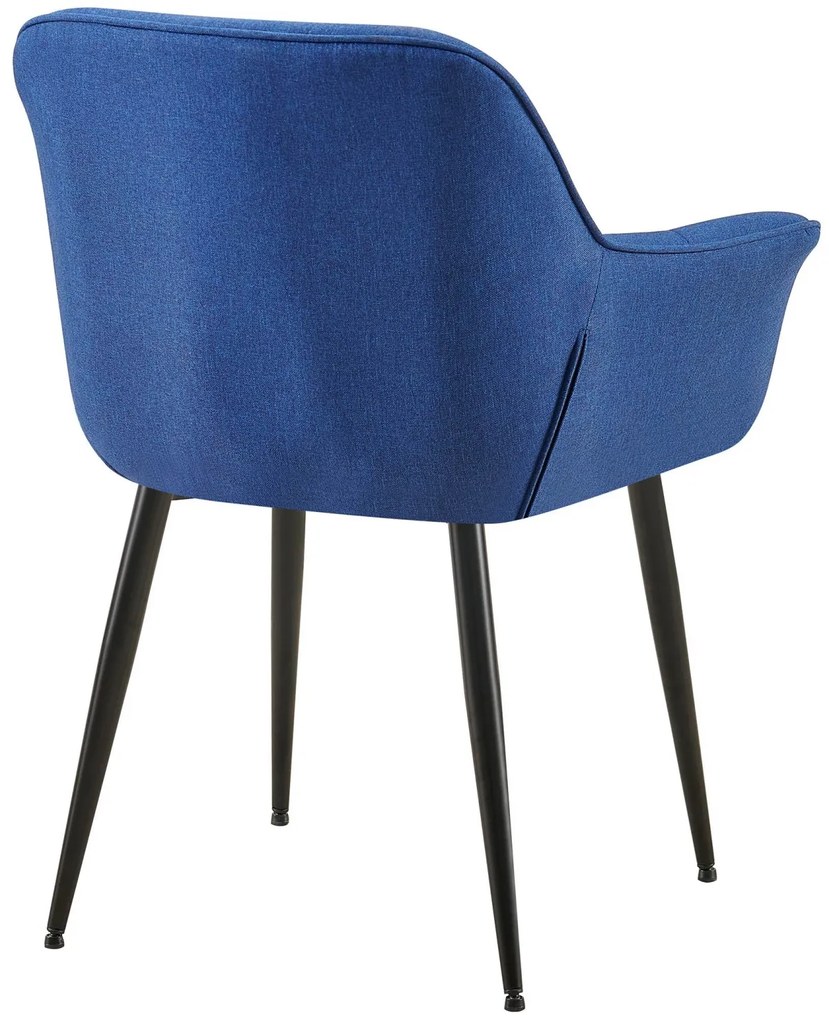 Stolička s podrúčkami Roseville - látka, nohy čierny kov - Modrá