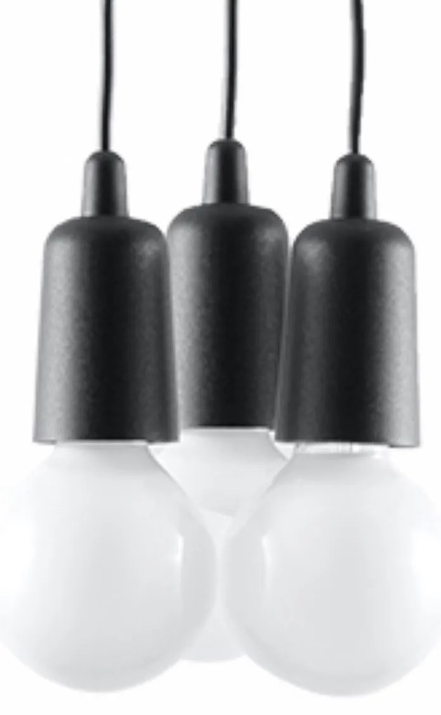 Závesné svietidlo Diego 3, čierne telo svietidla