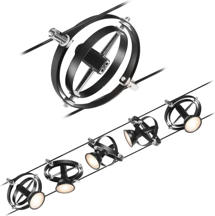 Paulmann 94440 - SADA 5xGU5,3/10W Bodové svietidlo CARDAN 230V čierna