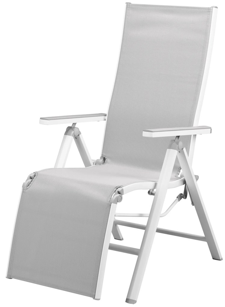 Livarno home Hliníkové kreslo Houston, biele/bledosivé  (100386213)