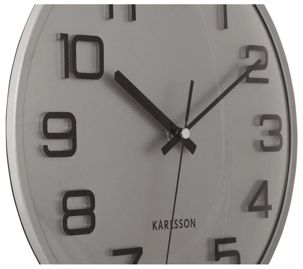 Dizajnové nástenné hodiny Karlsson 6022SIstrieborné, priemer 30 cm