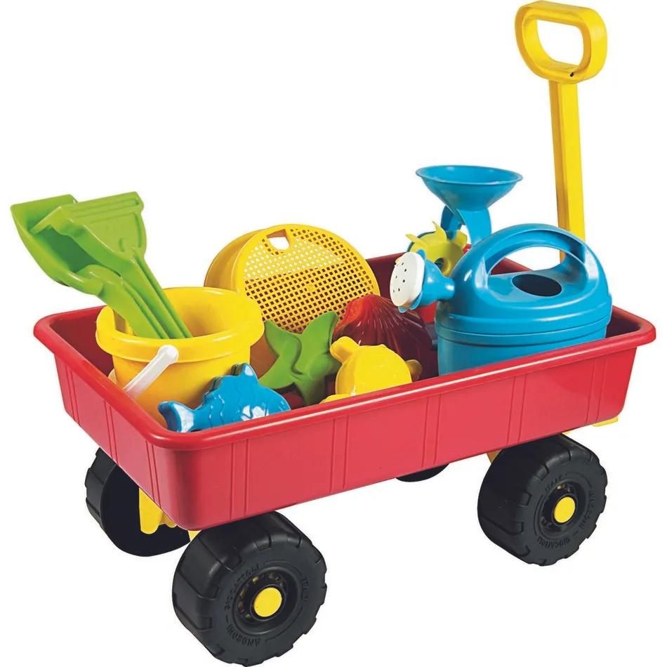 Detský záhradný vozík s príslušenstvom, červená