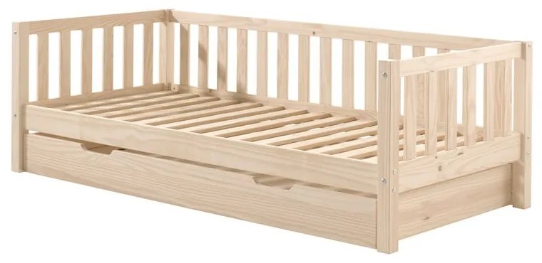 Detská posteľ z borovicového dreva s roštom v prírodnej farbe 90x200 cm Fritz – Vipack