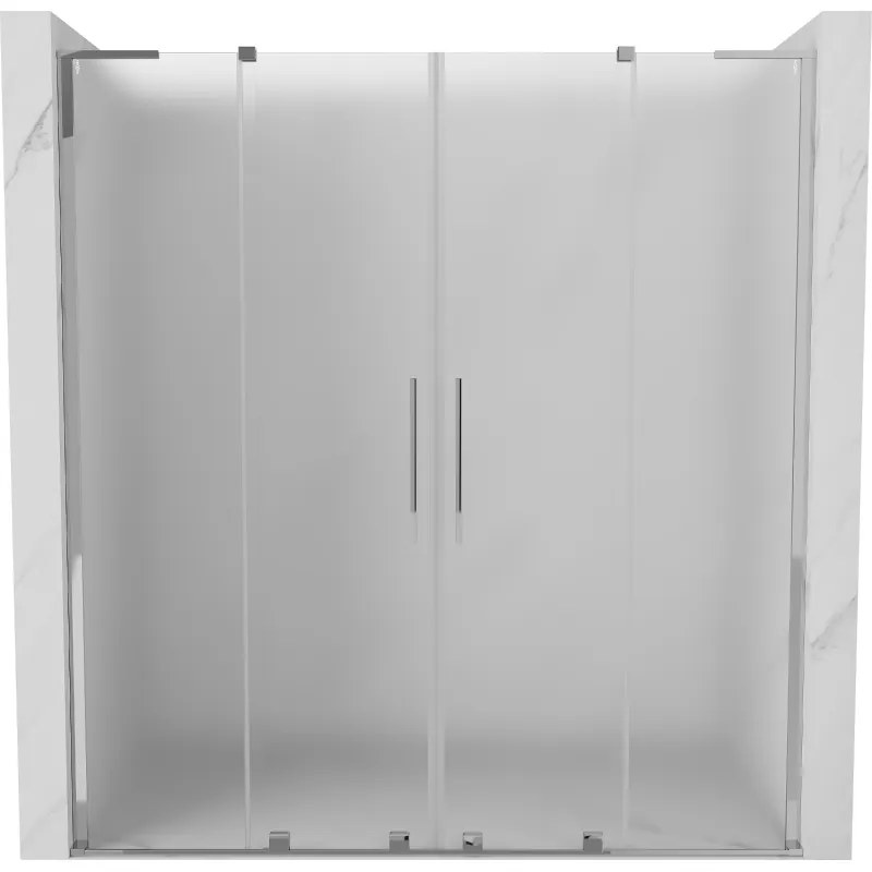 Mexen Velar L Duo, posuvné sprchové dvere do otvoru 200 cm, 8mm sklo námraza, chrómová, 871-200-003-32-01