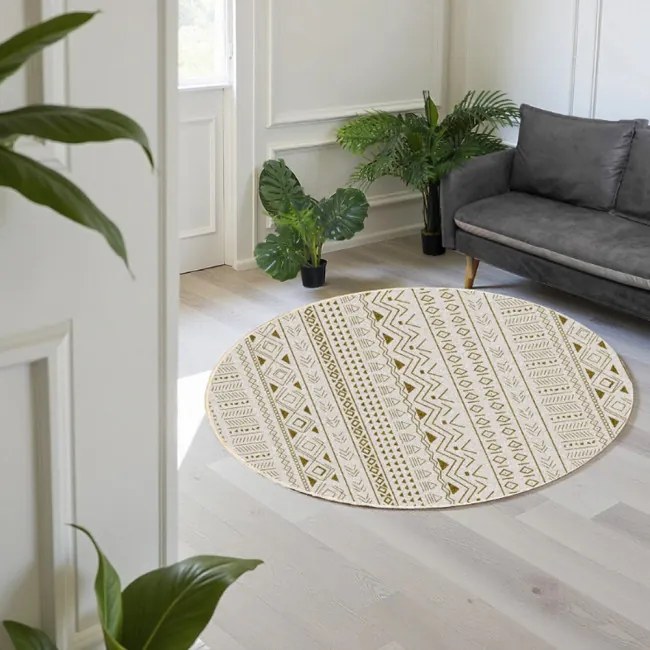 Protišmykový koberec NOVO béžový kruh