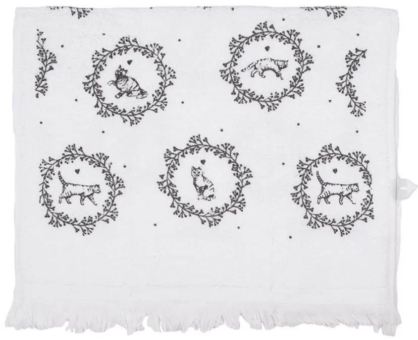 Biely froté kuchynský uterák s mačičkami Lovely Grey Cats - 40*66cm