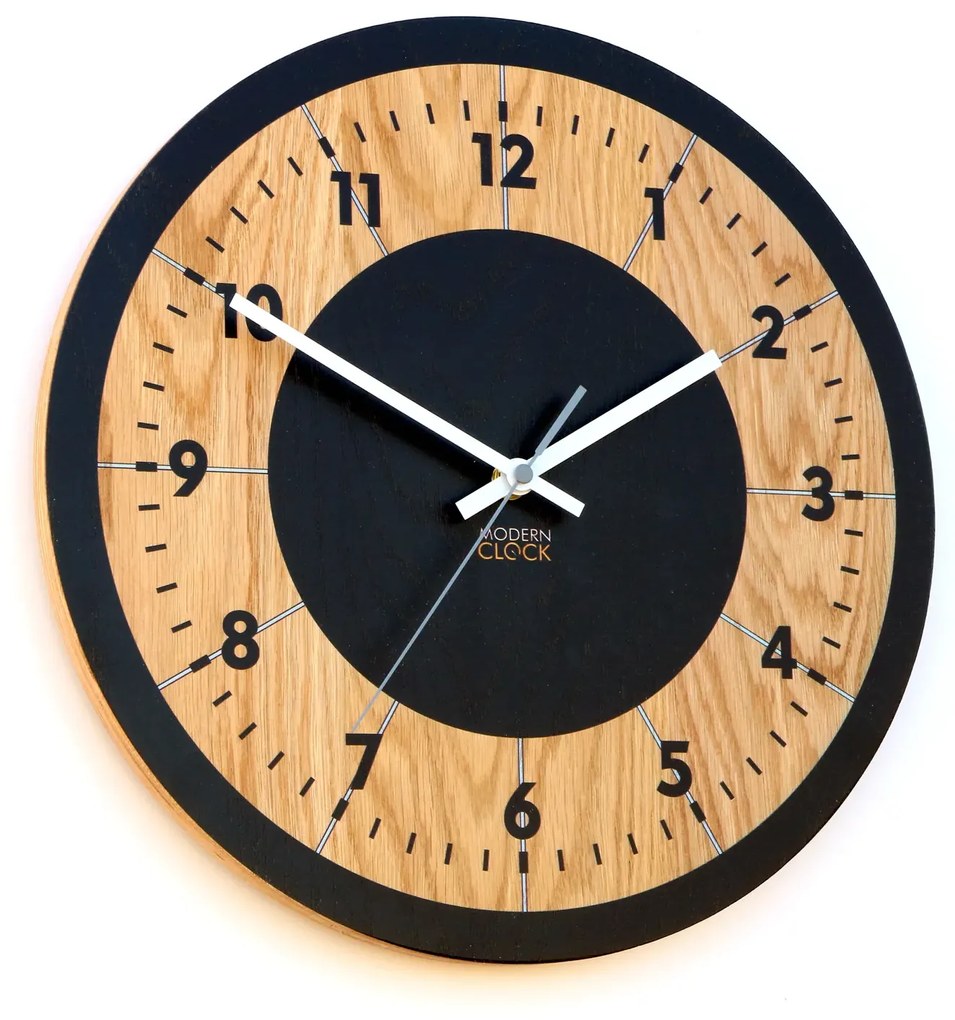 Dřevěné nástěnné hodiny Tokio 33 cm dub přírodní/černé