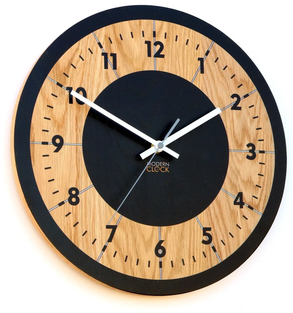 Drevené nástenné hodiny Tokio 33 cm dub prírodný/čierny
