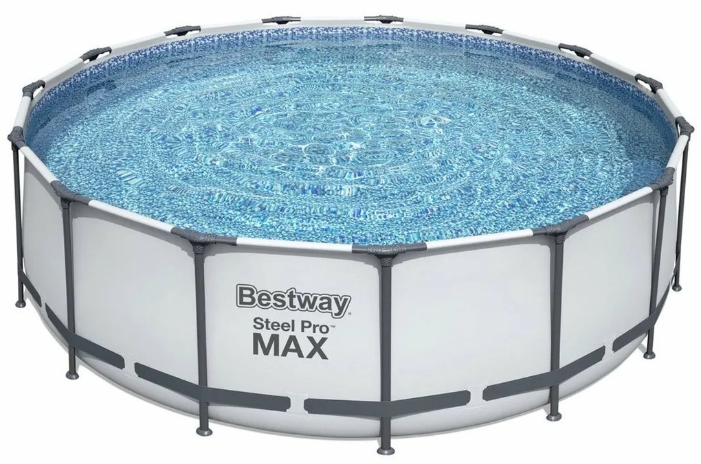 Bestway Okrúhly nadzemný bazén Steel Pro MAX s kartušovou filtráciou, schodíkmi a plachtou