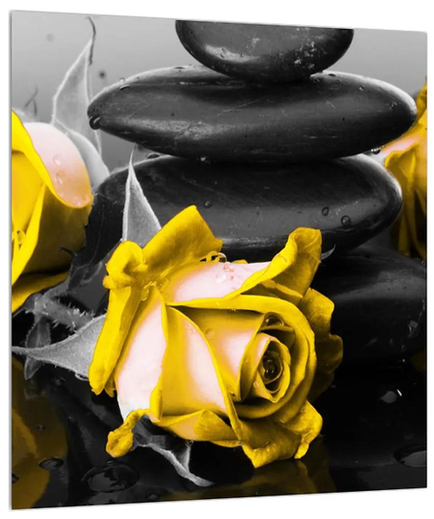 Obraz žltých ruží (30x30 cm)