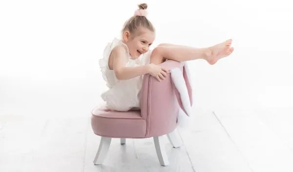 Dětské křeslo ušák růžová - Biela, 17 cm