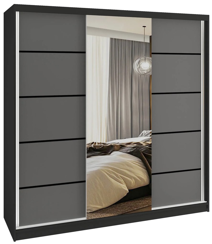 Šatníková skriňa SERENITY 200 cm šedý mat MT SERENITY SZP5/0/B/SR/0/HIAL