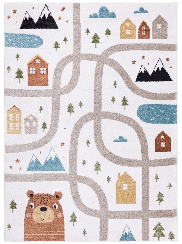 Koberec FUN Polar pre deti, ulice, les, krém