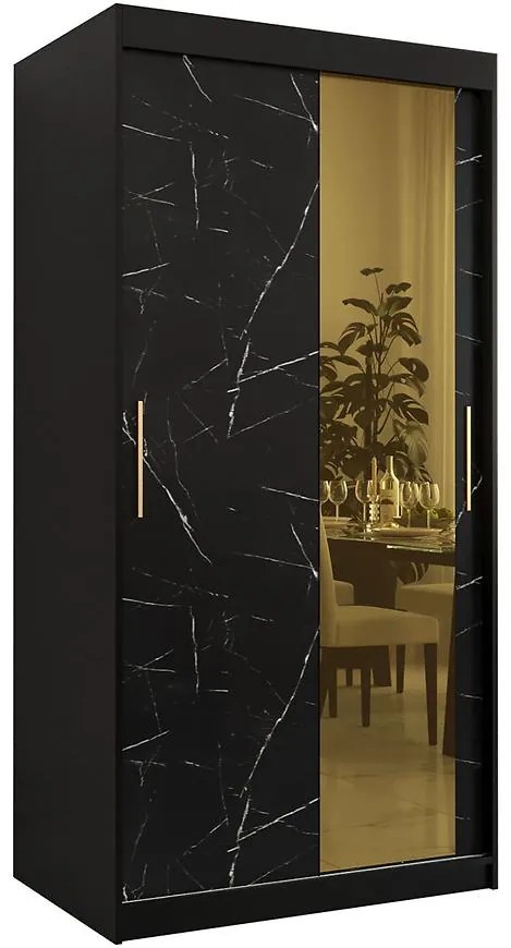 Skriňa Platinum T2 100 čierna marmur/čierna