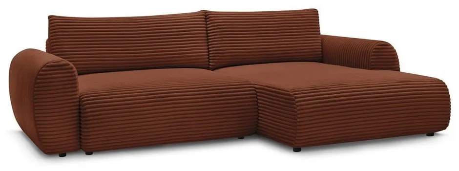 Menčestrová rozkladacia rohová pohovka v tehlovej farbe (pravý roh) Lucien – Bobochic Paris