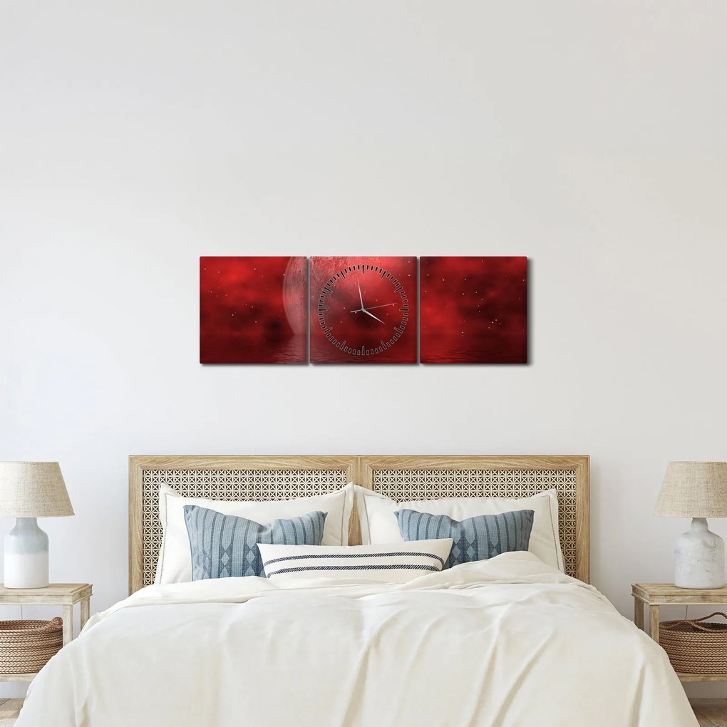 Obraz - Mesiac na hladine (s hodinami) (90x30 cm)