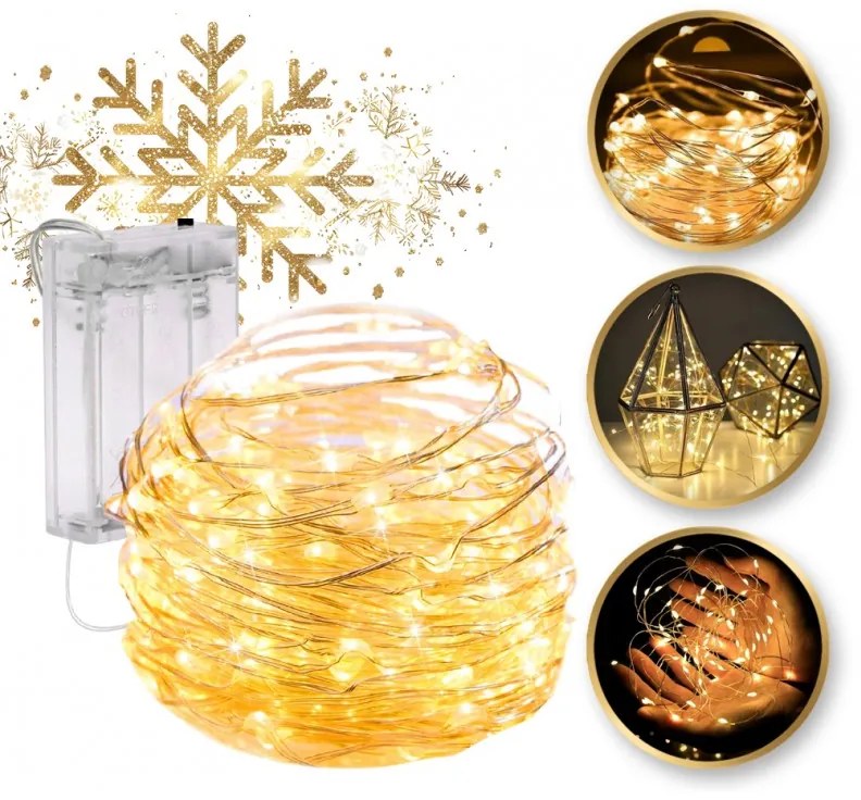 Vianočná svetelná reťaz 50 LED, teplá biela