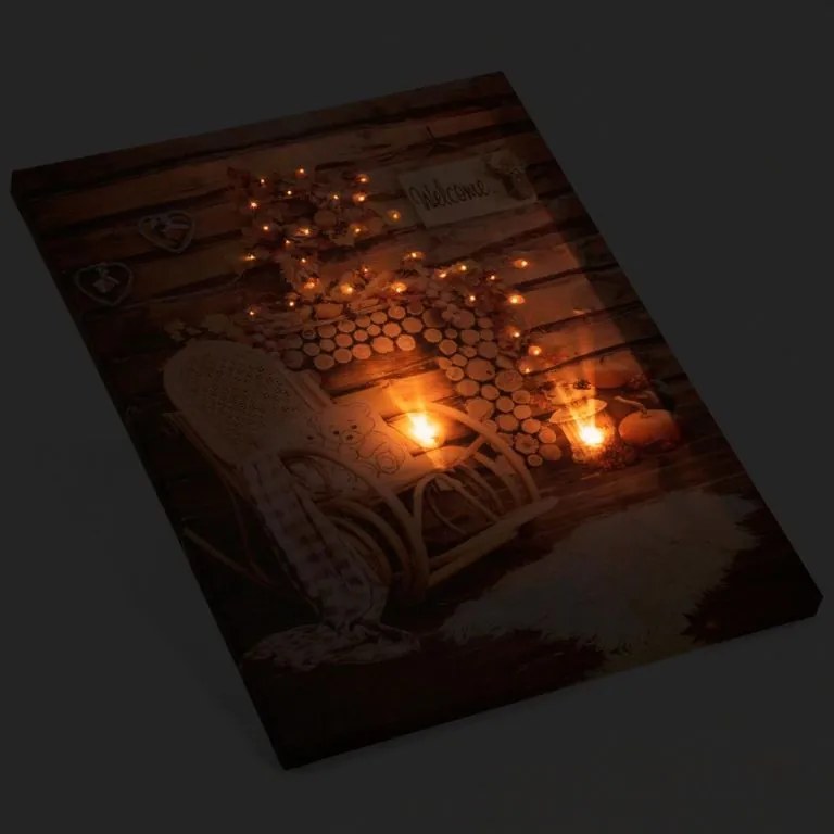 Nexos 86702 Nástenná maľba hojdacie kreslo, 2 LED, 30 x 40 cm