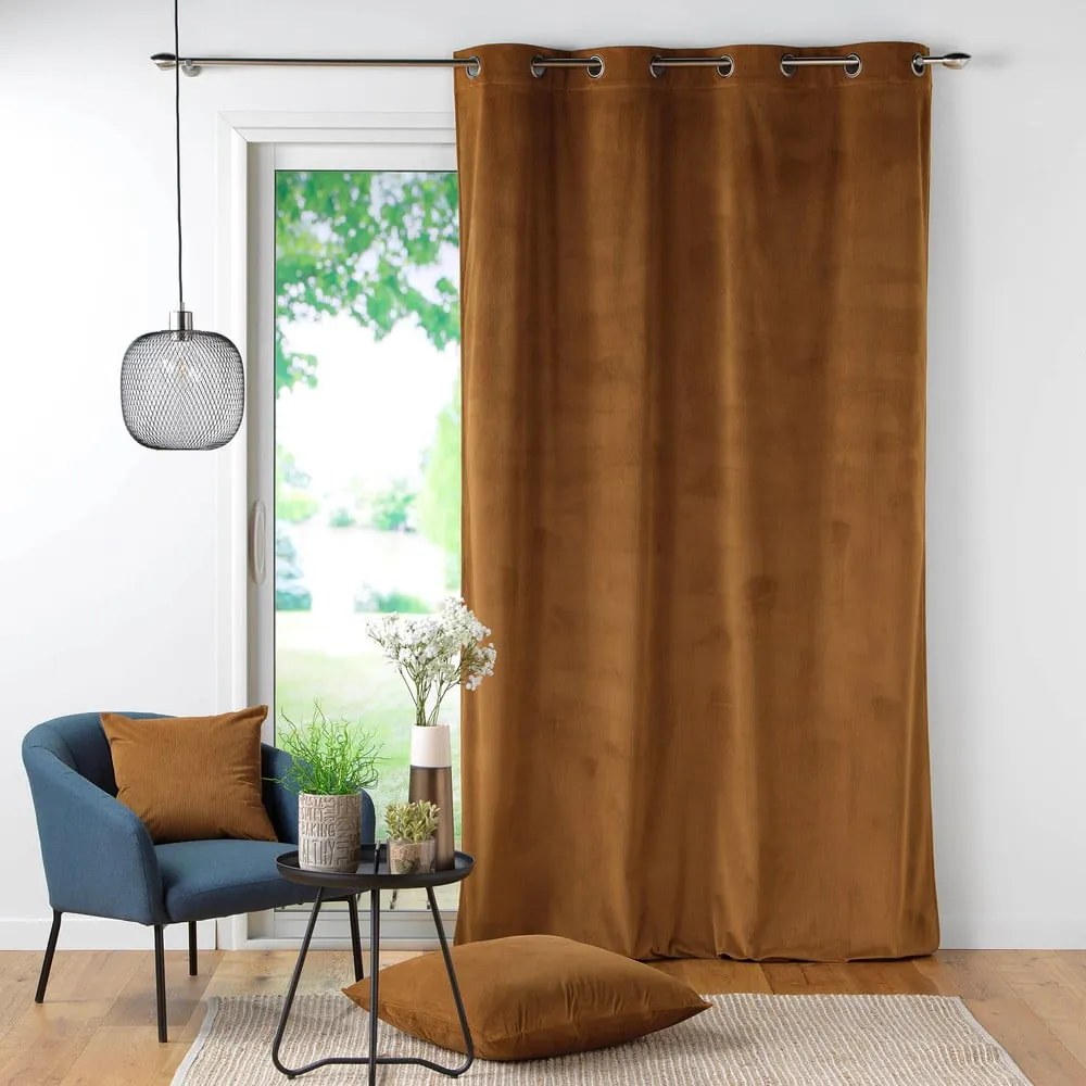 Hnedý menčestrový záves 140x260 cm Casual – douceur d'intérieur