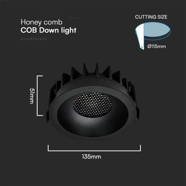 LED Podhľadové svietidlo LED/24W/230V 3000/4000/6400K ø 13,5 cm čierna