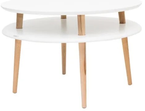 Biely konferenčný stolík s prírodnými nohami Ragaba UFO, Ø 70 cm