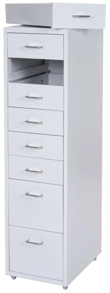 Zásuvková skrinka Boston T851 - 110x28x41cm, 8 zásuviek - biela