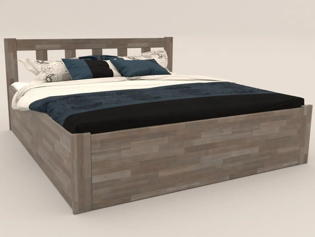 Posteľ s úložným priestorom Tema Box 180x200 cm, šedý buk
