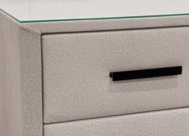 Nočný stolík s 2 zásuvkami Joy, svetlo béžová látka