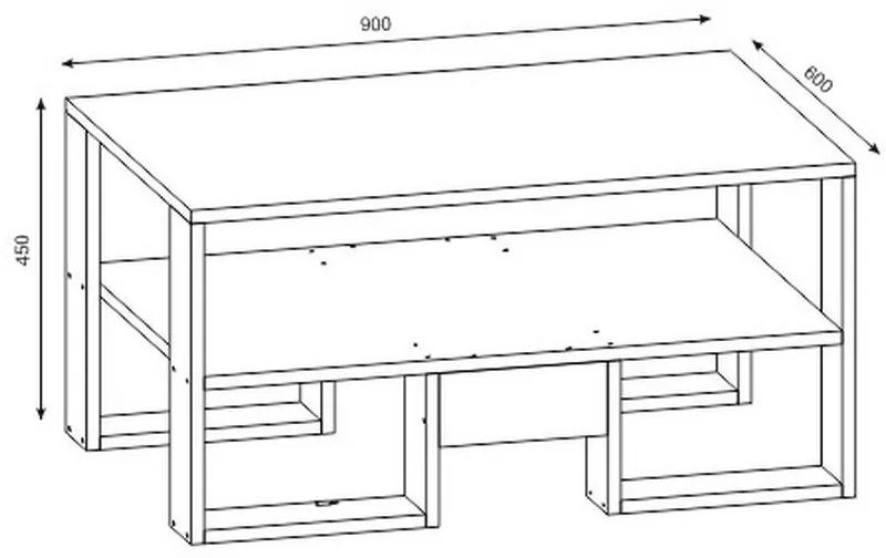 Dizajnový konferenčný stolík Obelia 90 cm biely / orech
