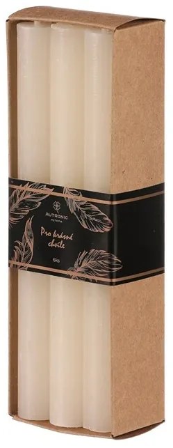 Súprava kónických sviečok, béžová, 6 ks, parafín