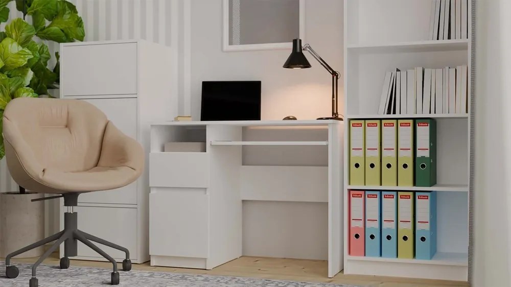 Písací stôl Porto 98 cm biely ľavý