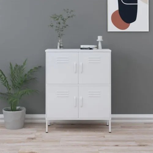 vidaXL Úložná skrinka biela 80x35x101,5 cm oceľ-