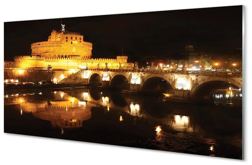 Sklenený obraz Rome River mosty v noci 140x70cm