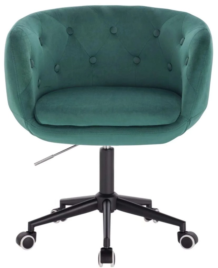 LuxuryForm DESIGN Kreslo MONTANA VELUR na čiernej podstave s kolieskami - zelená