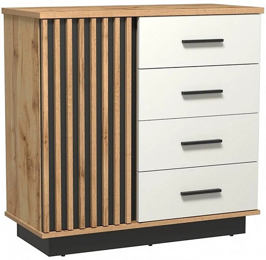 Komoda 1d4s Santi 2 Dub Wotan/Čierna+Biela