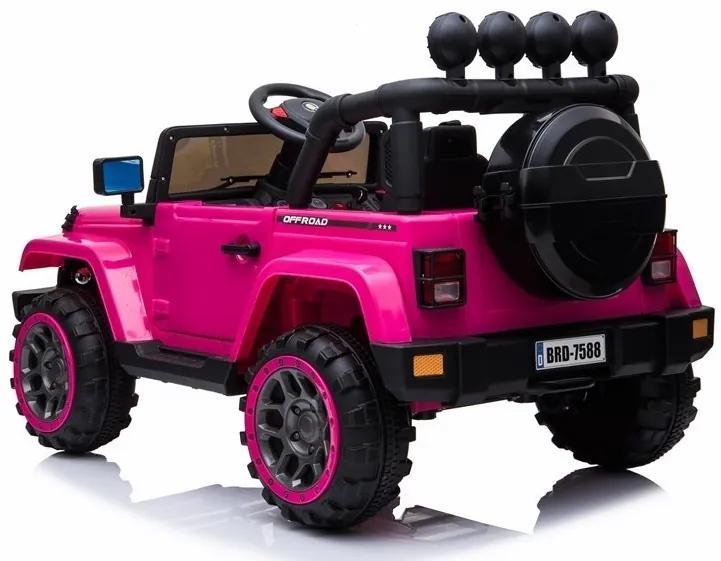 LEAN CARS  Elektrické autíčko - Jeep BRD-7588 4x4 - ružové - 4x45W - 1x12V10Ah - 2024