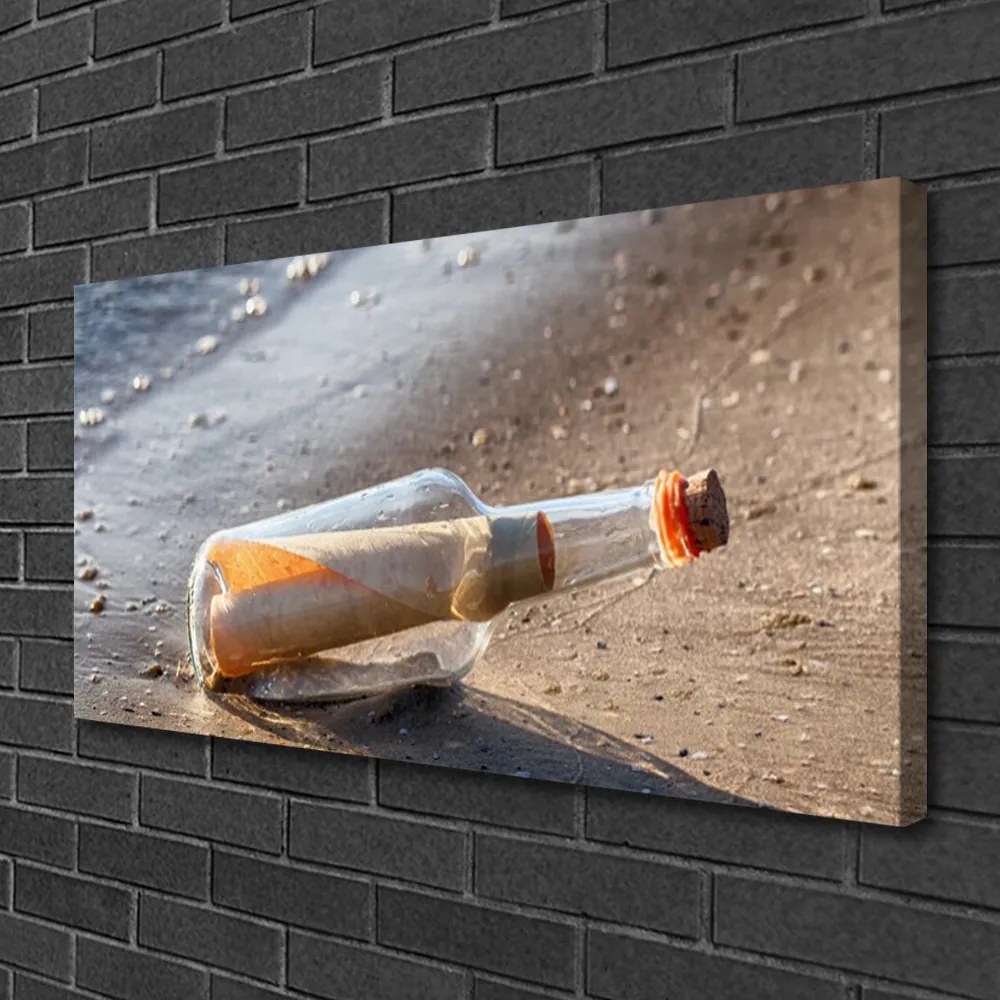 Obraz Canvas List fľaša pláž umenie 120x60 cm