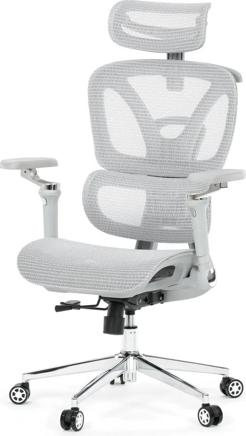 Kancelárska ergonomická stolička PORTE — sieťovina, sivá